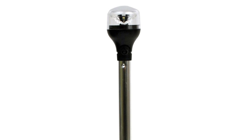 Attwood Marine LightArmor All-Around Light, 12in Aluminum Pole, Black Vertical Composite Base w/Adapter, 5557-PV12A7