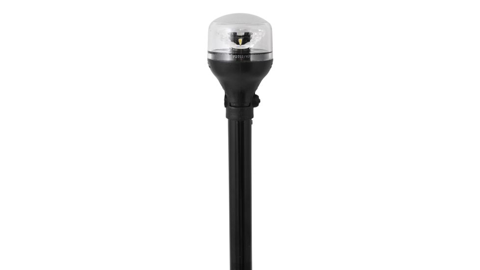 Attwood Marine LightArmor All-Around Light, 12in Black Pole, Black Horizontal Composite Base w/Adapter, 5558-P12A7