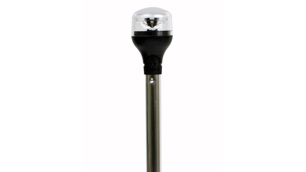 Attwood Marine LightArmor All-Around Light, 20in Aluminum Pole, Black Vertical Composite Base w/Adapter, 5551-PA20-7