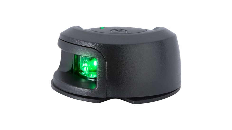 Attwood Marine LightArmor Deck Mount Navigation 2nm LED Light, Composite Black, Starboard/Green, NV2012PBG-7