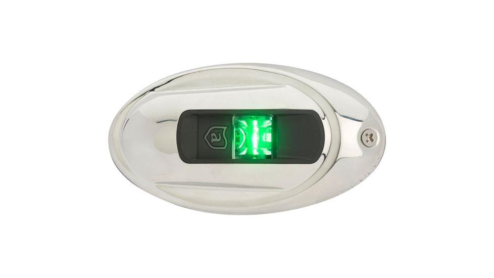 Attwood Marine LightArmor Vertical Surface Mount Navigation Light, Oval, Starboard, Stainless Steel, 2NM, Green, NV4012SSG-7