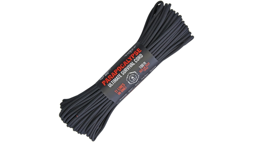 Atwood 1294H Parapocalypse 4mm Diameter Cord - 100 Ft, Black, SPARA100