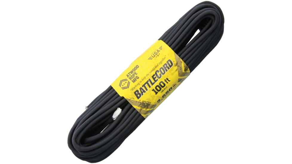 Atwood BattleCord, 7 Strand Core, 2,650 Lb Tensile Strength, UV, Rot, Mildew Resistant, 100 ft, BC100S01-BK