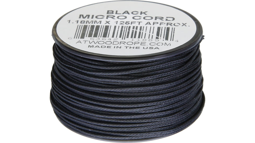 Atwood Micro Cord 125ft, 1.18mm Diameter, Nylon Construction, Black, MS01 - BLACK