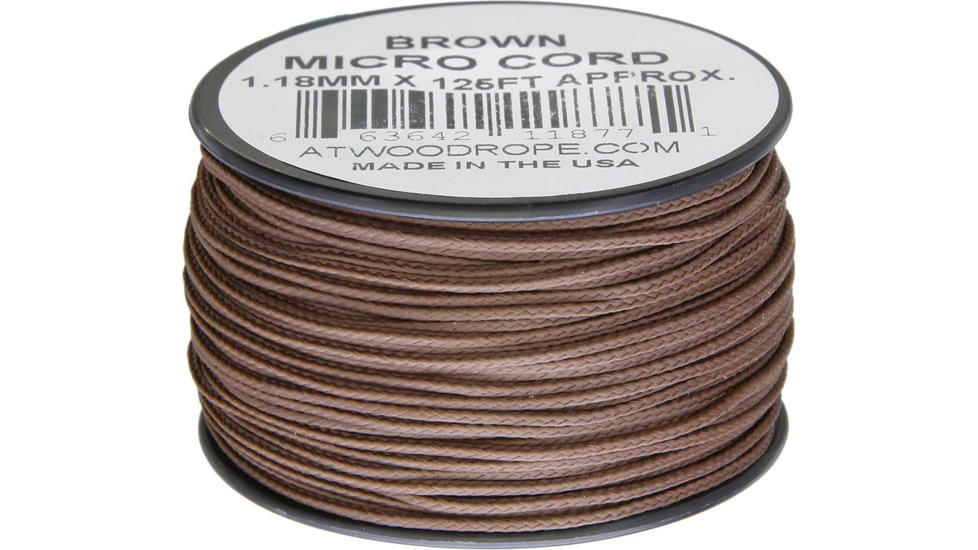 Atwood Micro Cord 125ft, 1.18mm Diameter, Nylon Construction, Brown, MS07 - BROWN
