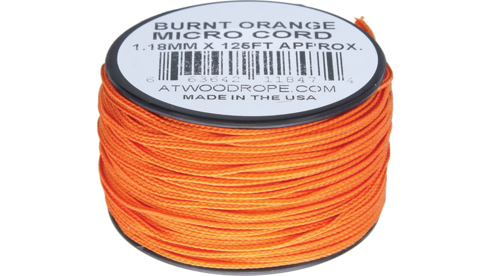 Atwood Micro Cord 125ft, 1.18mm Diameter, Nylon Construction, Burnt Orange, MS22 - BURNT ORANGE