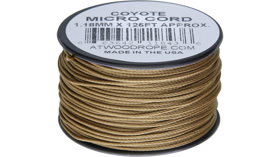 Atwood Micro Cord 125ft, 1.18mm Diameter, Nylon Construction, Coyote, MS24 - COYOTE