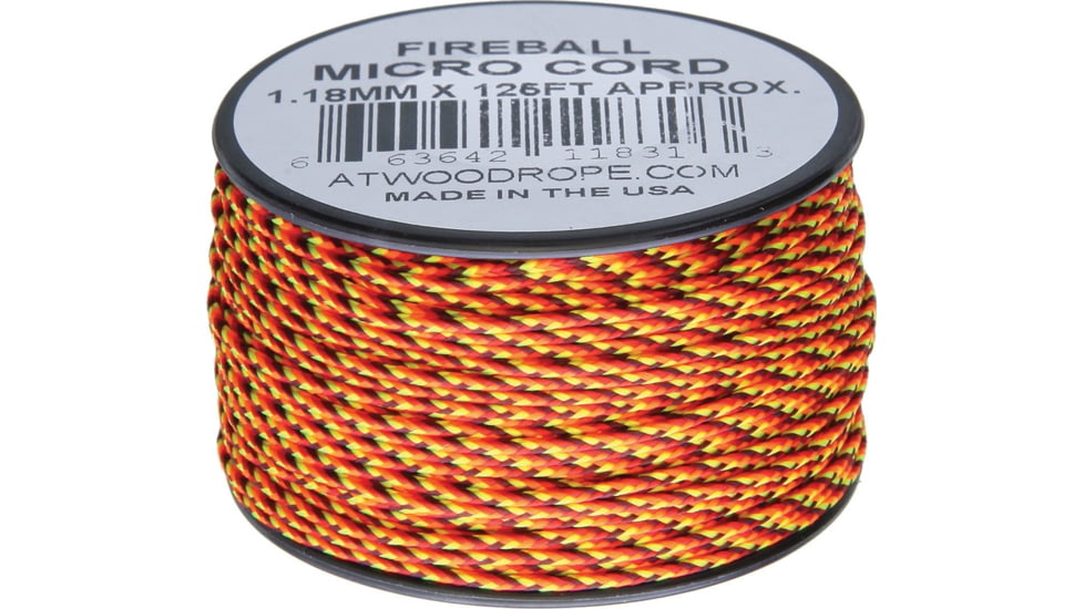 Atwood Micro Cord 125ft, 1.18mm Diameter, Nylon Construction, Fireball, MP06 - FIREBALL