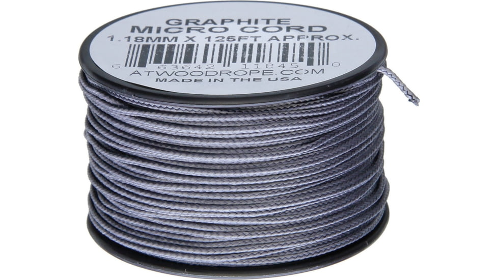 Atwood Micro Cord 125ft, 1.18mm Diameter, Nylon Construction, Graphite, MS23 - GRAPHITE