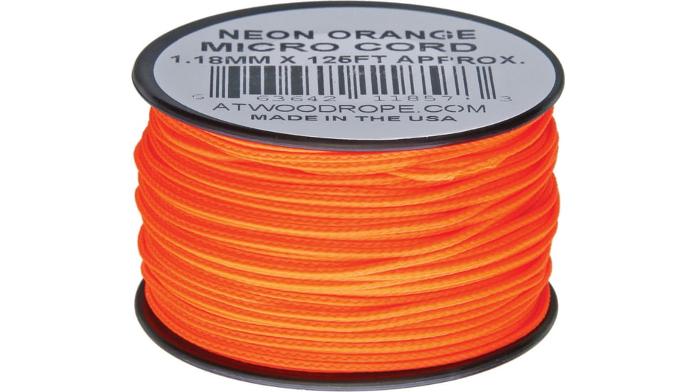 Atwood Micro Cord 125ft, 1.18mm Diameter, Nylon Construction, Neon Orange, MS17 - NEON ORANGE