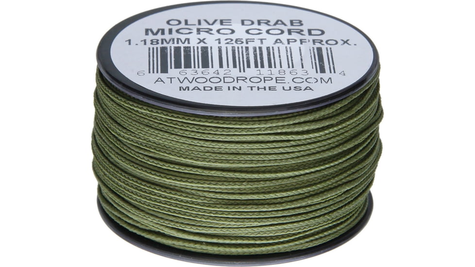 Atwood Micro Cord 125ft, 1.18mm Diameter, Nylon Construction, Olive Drab, MS14 - OD