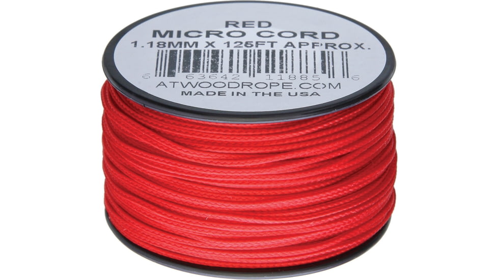 Atwood Micro Cord 125ft, 1.18mm Diameter, Nylon Construction, Red, MS03 - RED