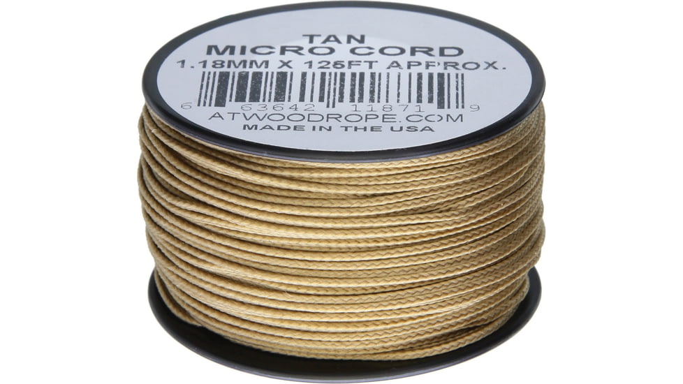Atwood Micro Cord 125ft, 1.18mm Diameter, Nylon Construction, Tan, MS10 - TAN