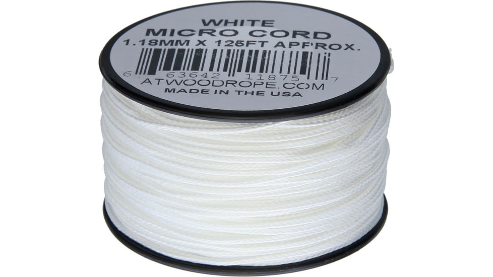 Atwood Micro Cord 125ft, 1.18mm Diameter, Nylon Construction, White, MS08 - WHITE