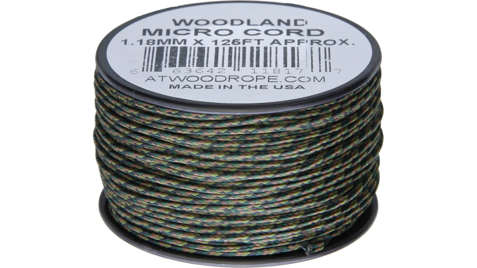 Atwood Micro Cord 125ft, 1.18mm Diameter, Nylon Construction, Woodland, MC04 - WOODLAND