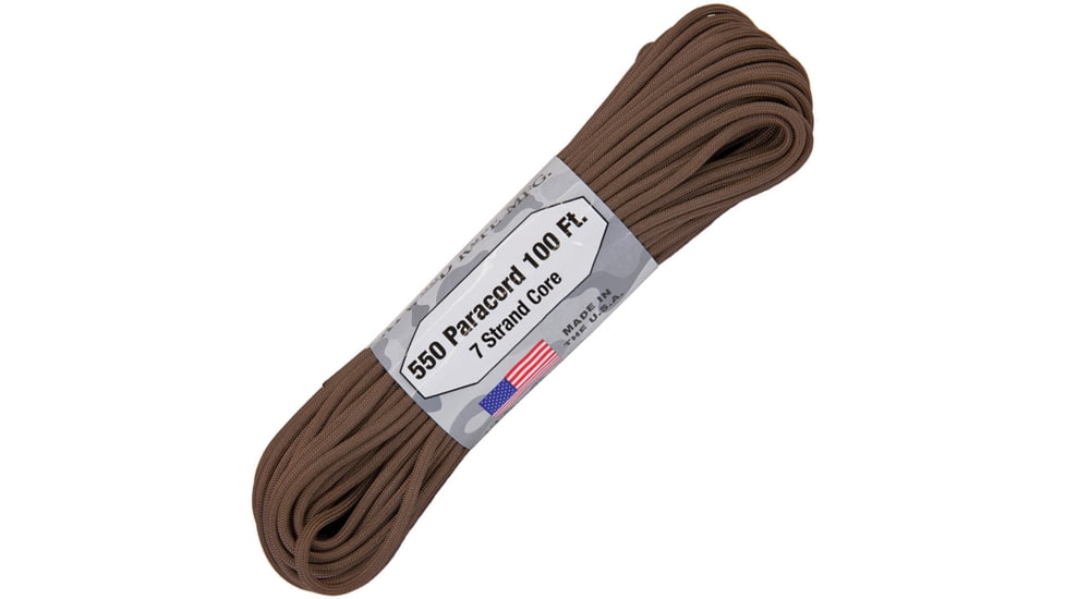 Atwood Parachute Cord, 100ft, 550 Cord, 7 Strand Core, Brown, S07 - BROWN