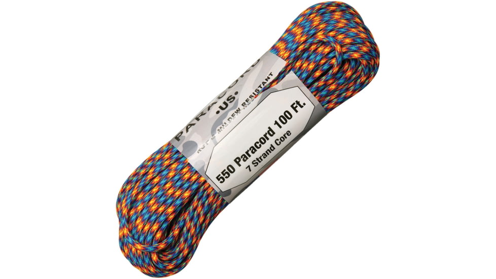 Atwood Parachute Cord, 100ft, 550 Cord, 7 Strand Core, Fire &amp; Ice, P69 - FIRE &amp; ICE
