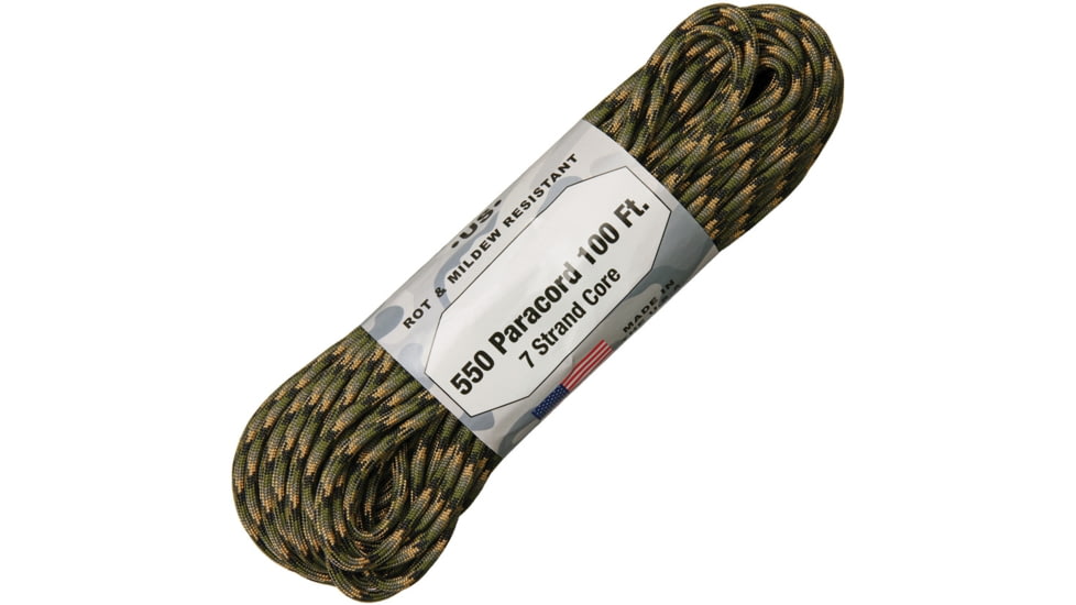 Atwood Parachute Cord, 100ft, 550 Cord, 7 Strand Core, Forest Camo, C28-FORESTCM
