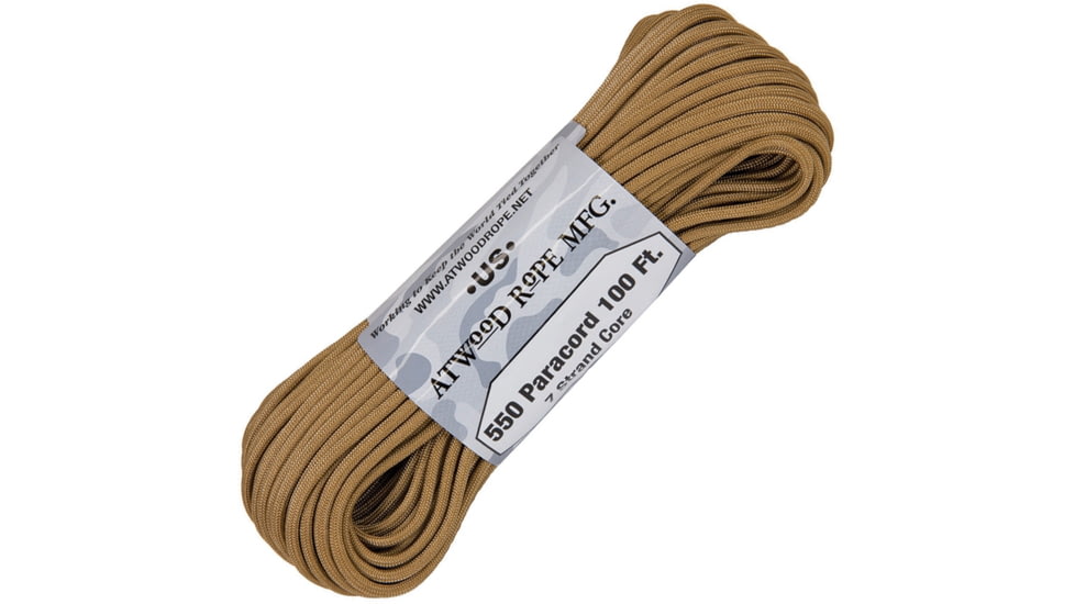 Atwood Parachute Cord, 100ft, 550 Cord, 7 Strand Core, Tan, S10 - TAN