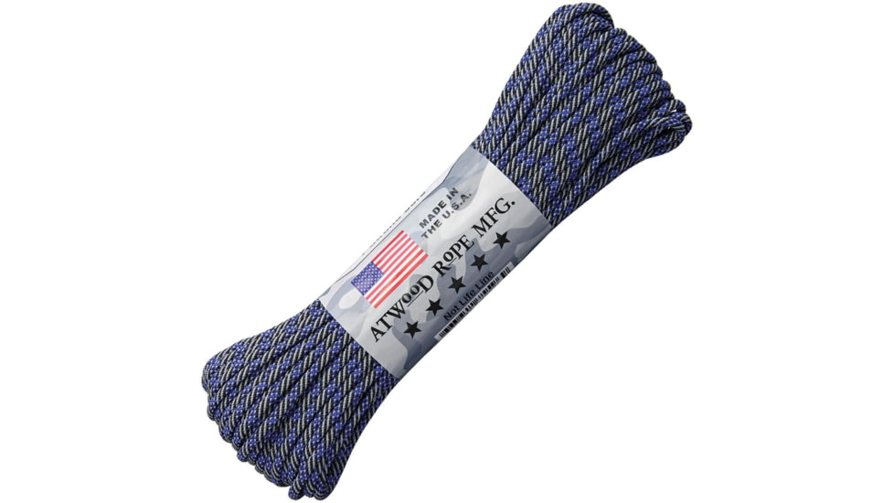 Atwood Parachute Cord, 100ft, 550 Cord, 7 Strand Core, Thin Blue Line, THIN BLUE LINE