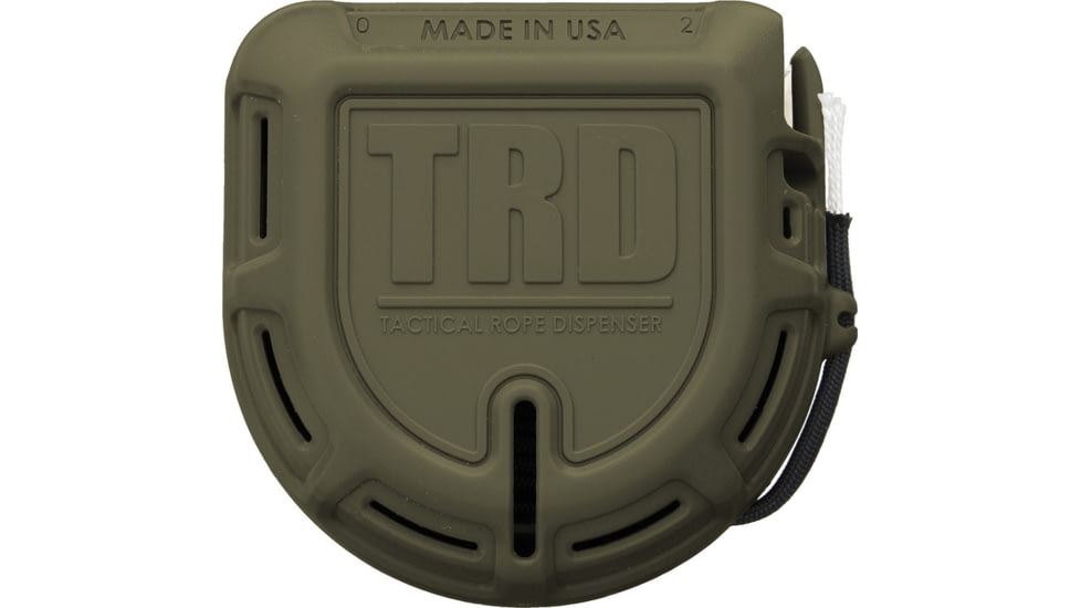 Atwood Tactical Rope Dispenser, OD Green, Other Info, 550 Paracord With Seven Strand Core, Tangle Free Cord Delivery, High Carbon Cutting Blade, Impact Resistant, Belt Clip, ARMTRDOD