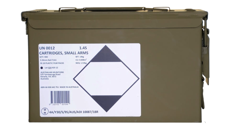 Australian Munitions ADI556 Small Caliber 5.56x45mm NATO 62 Gr Full Metal Jacket