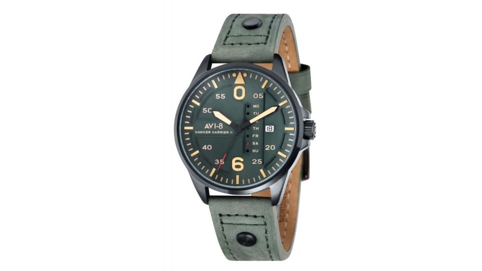 AVI-8 Hawker Harrier II Watch Quartz Japan 3 Hands with Day and Date, Green/Army Green AV-4003-04