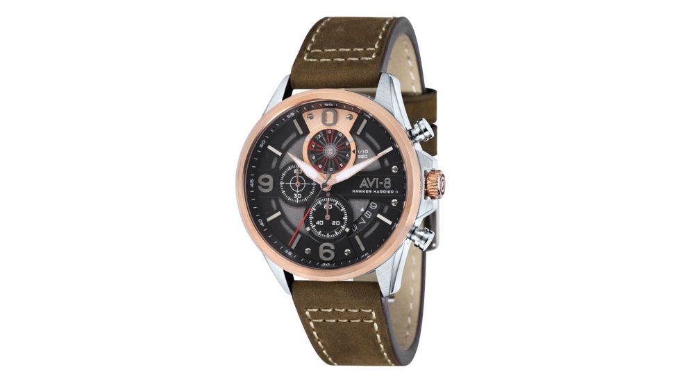 AVI-8 Hawker Harrier II Watch Quartz Japan Chronograph with Date, Black/Dark Brown AV-4051-01