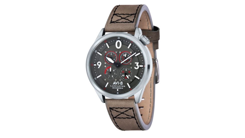 AVI-8 Lancaster Bomber Watch Japan Quartz Multi-Eye with 24 Hours and Day Date, Grey/Grey AV-4050-03