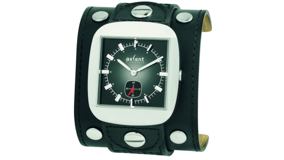 Axcent Rocker Watch, Broad Black Strap, Black Dial, White Hands X10001-237