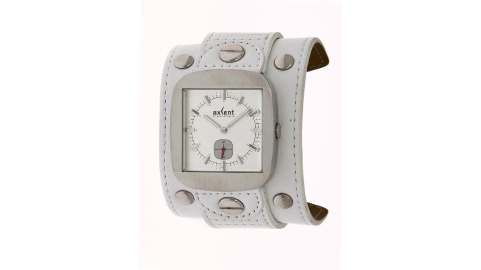 Axcent Rocker Watch, White Strap, Silver Dial, White Hands X10001-631