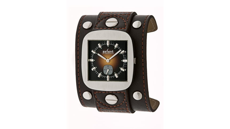 Axcent Rocker Watch, Dark Brown Strap, Dark Brown Dial, Silver Hands X10001-736