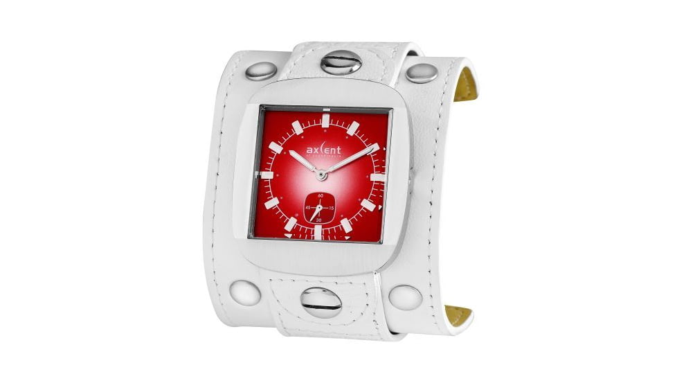 Axcent Rocker Watch, White Strap, Red Dial, Silver Hands X10001-831