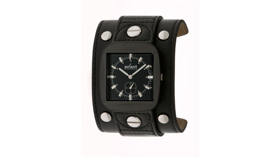 Axcent Rocker Watch, Black Strap, Black Dial, Silver Hands X1000b-237