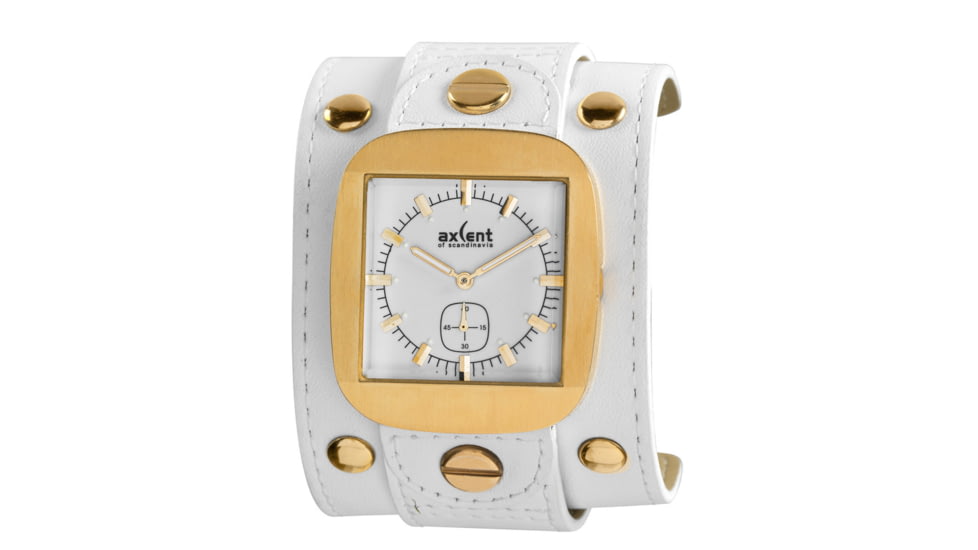 Axcent Rocker Watch, White Strap, White Dial, Gold Hands X10018-131