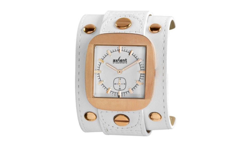 Axcent Rocker Watch, White Strap, White Dial, Rose Gold Hands X1001r-131