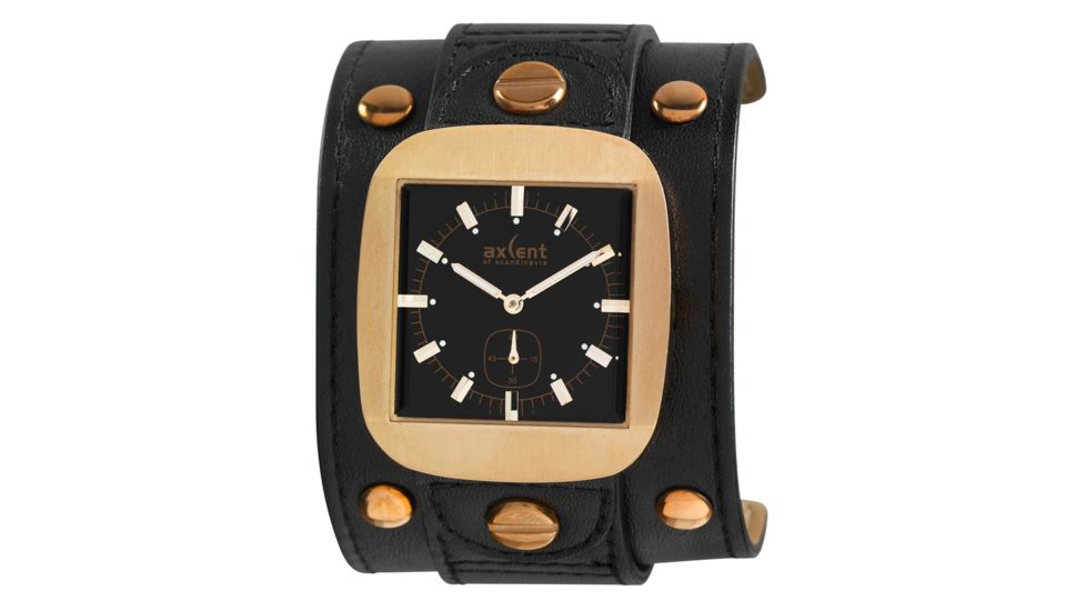 Axcent Rocker Watch, Black Strap, Black Dial, Gold Hands X1001r-237