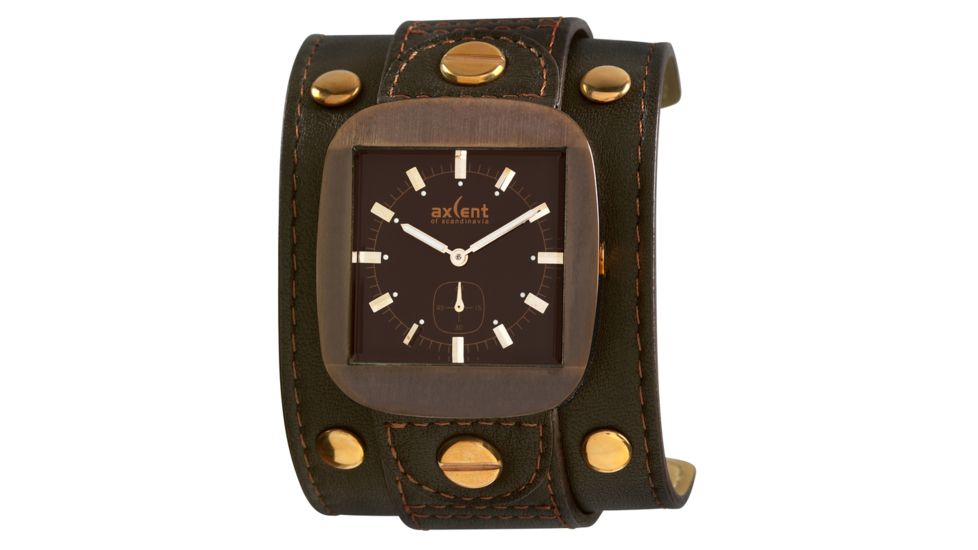 Axcent Rocker Watch, Dark Brown Strap, Dark Brown Dial, Gold Hands X1001r-736