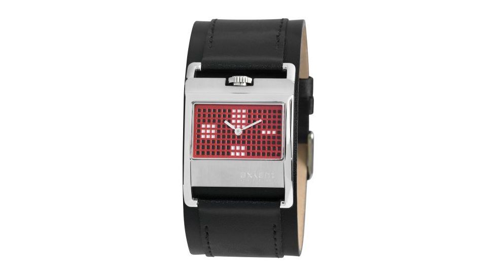 Axcent Pixy Watch, Black Strap, Red Face, Silver Hands X13042-867