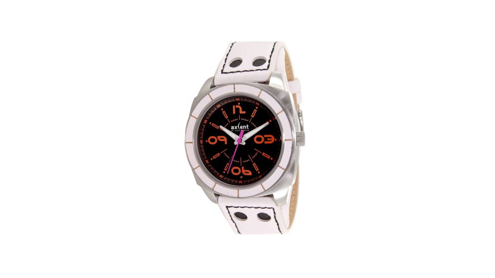 Axcent Pimp Watch, White Band, Black Face, Orange Numerals X17001-261