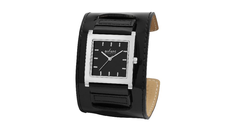 Axcent Broabdand Watch, Black Strap, Black Face, Silver Hands X17741-237