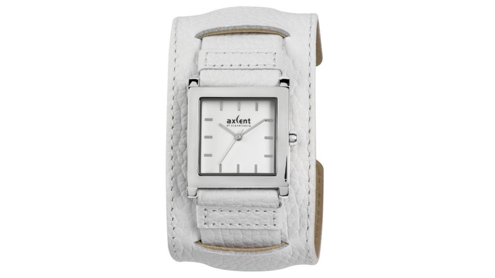 Axcent Broadband Watch, White Strap, White Face, Silver Hands, Crystals X1774c-13vs