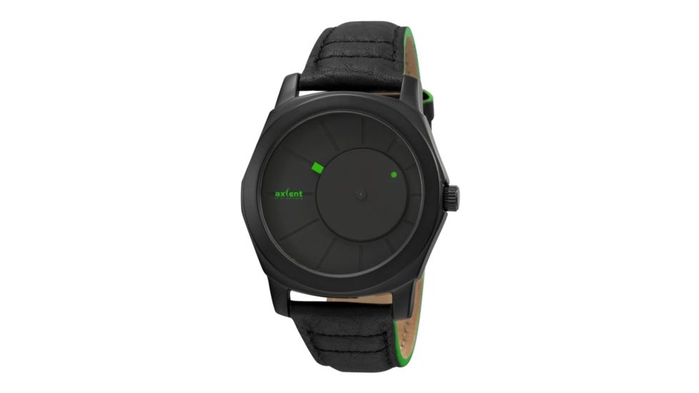 Axcent Turbine Watch, Black Strap, Black Face, Green Hands X25001-437
