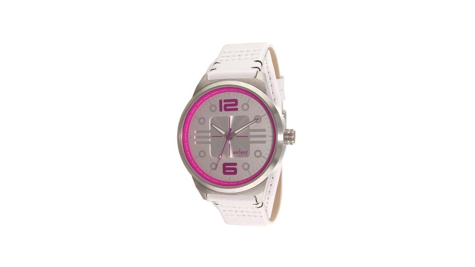 Axcent Splash Watch, White Strap, Silver Face, Pink Numerals X26001-661