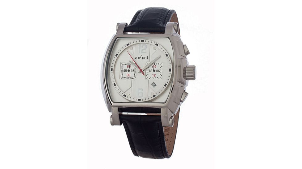 Axcent Haparanda Watch, Black Strap, Silver Face, Silver Hands X31003-667