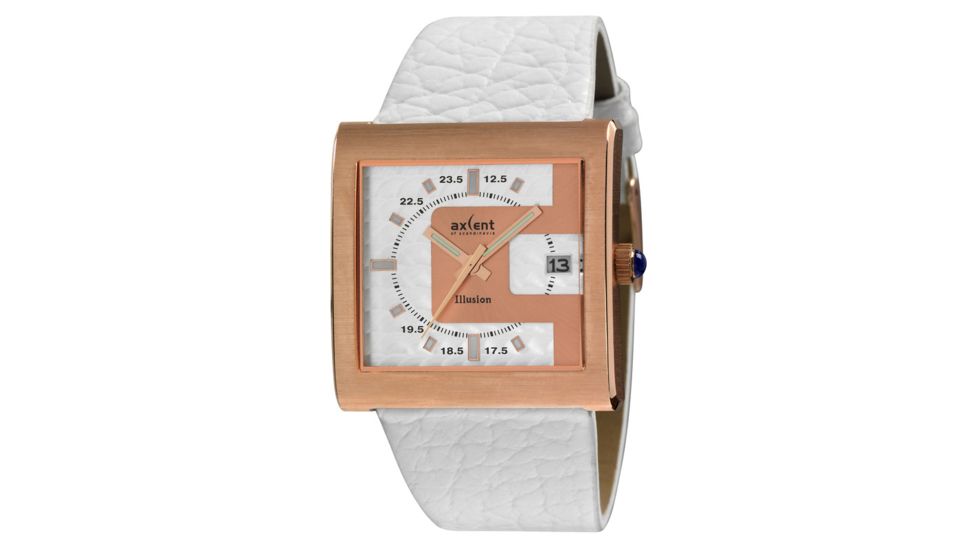 Axcent Illusion Watch, White Strap, White Face, Rose Gold Hands X32141-731