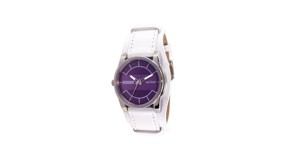 Axcent Retro Watch, White Strap, Purple Face, Silver Hands X37001-031