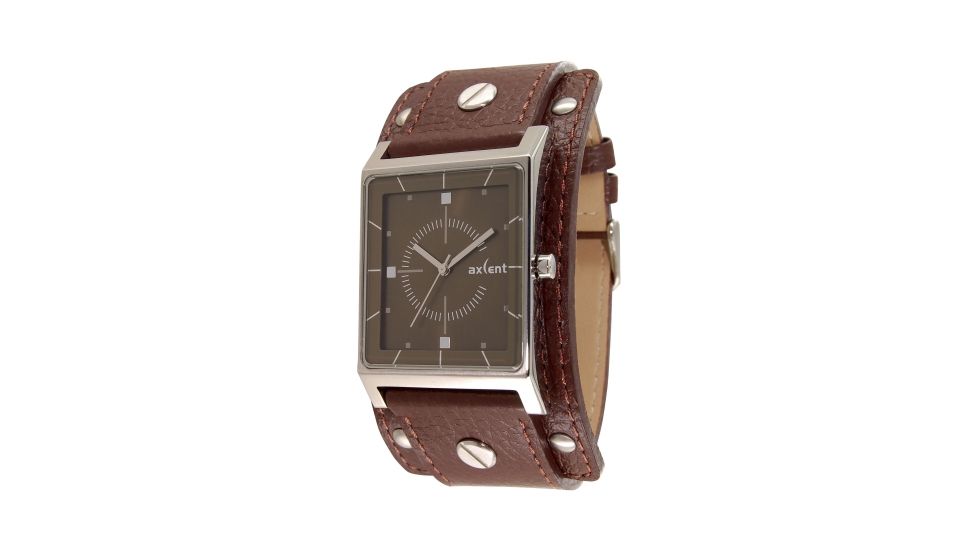 Axcent Expander Watch, Dark Brown Strap, Olive Face, Silver Hands X38001-466