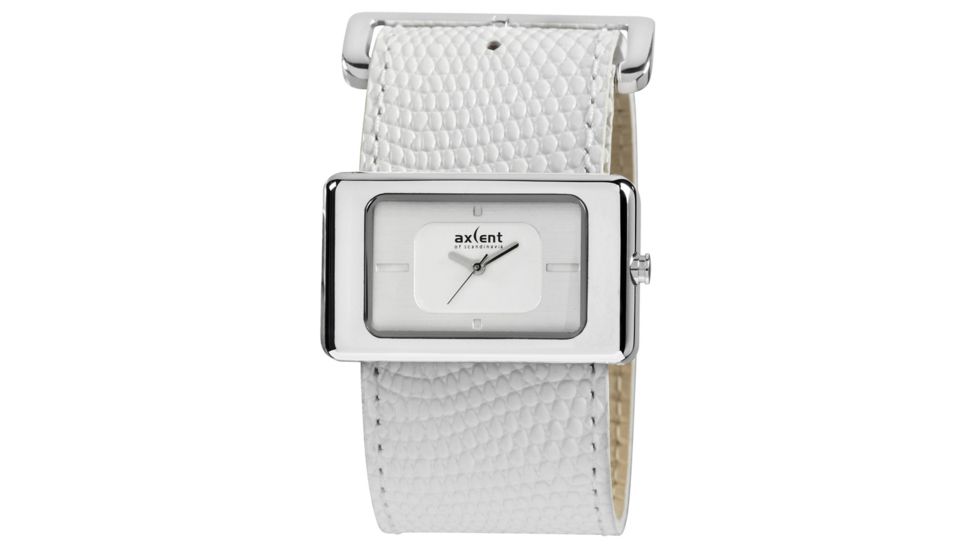 Axcent Stone Watch, White Strap, White Face, Silver Hands X40272-131