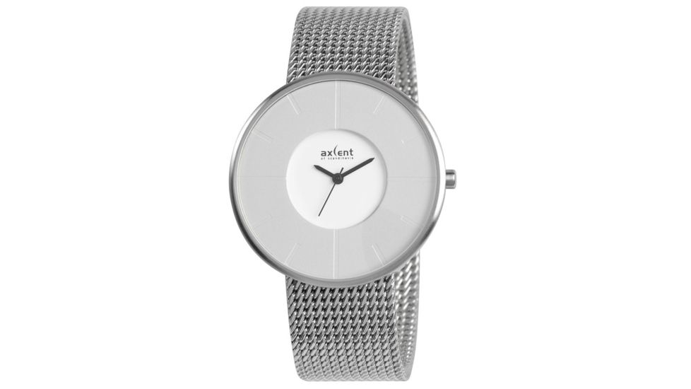 Axcent Hope Round Watch, Silver Mesh Strap, White Face, Black Hands X40383-152